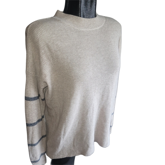 American Eagle Beige Jegging Fit Sweater with Grey Stripes XS - Picture 2 of 6